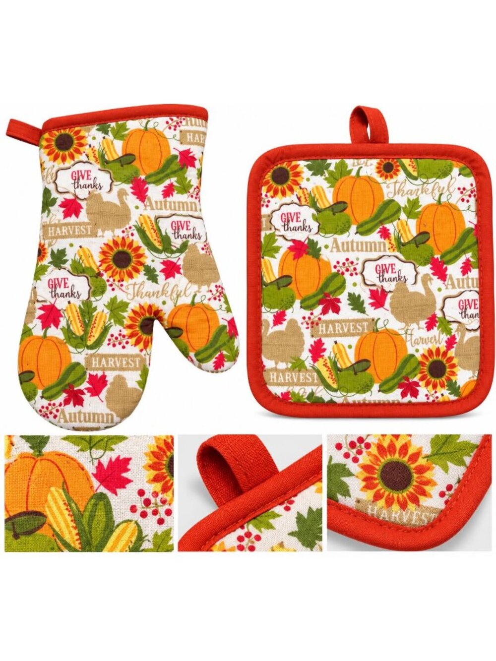 Fall Harvest Oven Mitt and Pot Holder Set